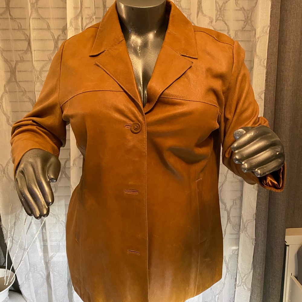 Caramel color Leather Blazer